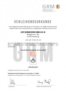 Gebudeservice Hamburg - GRM Verleihungsurkunde
